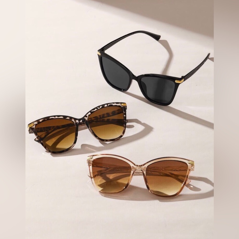 New 3 Pair Ladies Cat Eye Sunglasses ~ 3 Piece Package Set - Picture 10 of 14